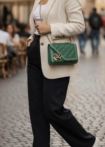 حقيبة جلد اخضر